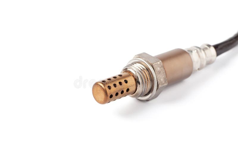 Oxygen sensor for gasoline and diesel engines isolated on white background. lambda probe is reliable component to stock photos