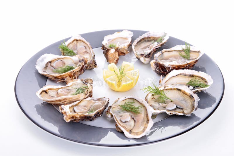 Oyster Platter with Minced Shallot in Red Vinegar and Horseradish