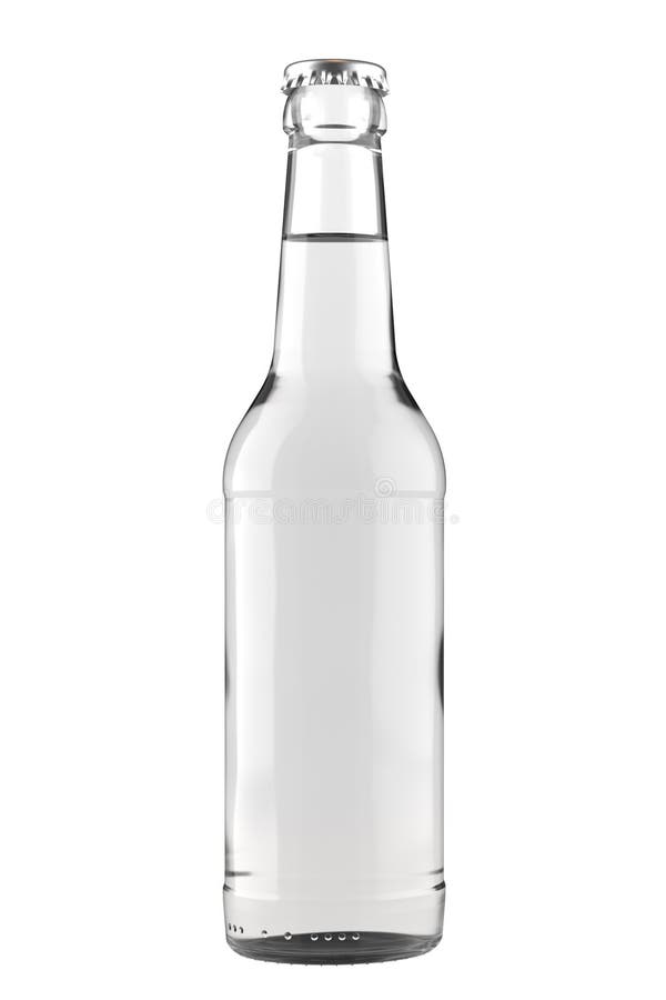 12 oz Glass Beer or Soda Bottle Isolated on White.