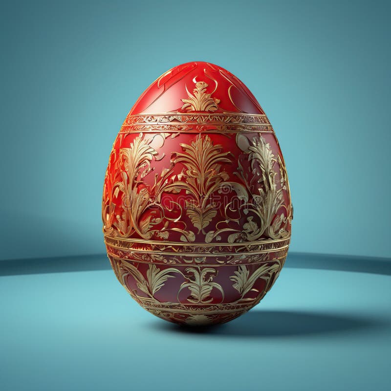 Ozdobne malowane czerwone jajko wielkanocne ilustracji