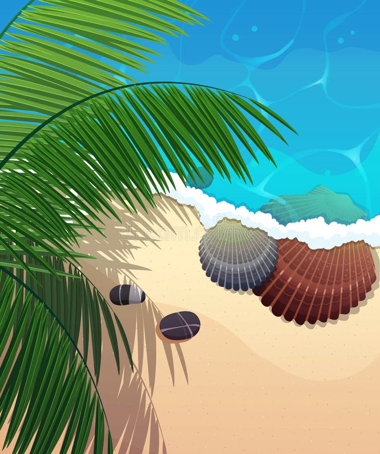 Ozeanküste mit Palmenniederlassungen vektor abbildung