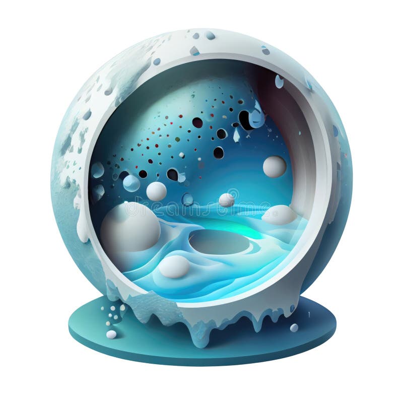 Ozone holes on the planet, the global problem of the Earth, 3D icon isolated background transparent png. Generative ai.