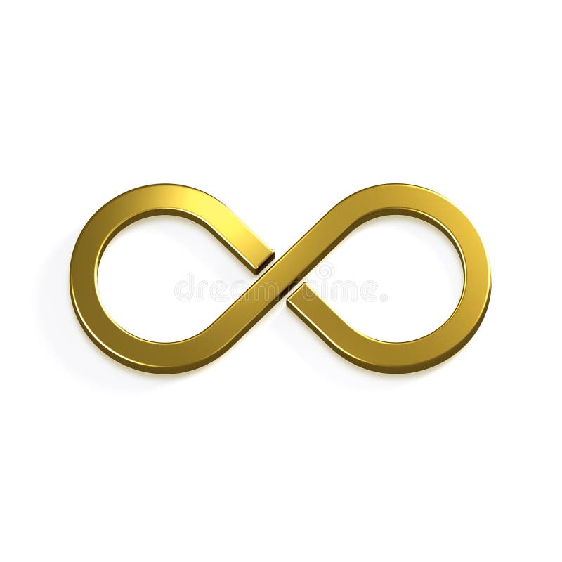 Oändligt guld- symbol illustrationen 3d framför royaltyfri illustrationer