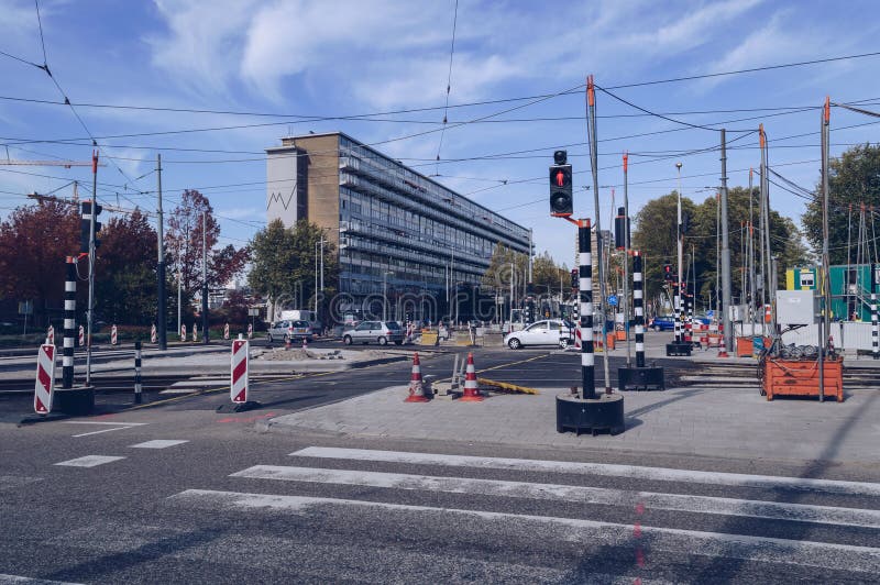 Оборудование repairment дороги в Амстердаме стоковая фотография Оборудование repairment дороги в Амстердаме стоковая фотография
