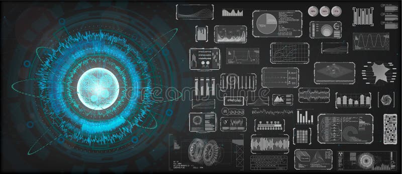 High-tech Design elements set. HUD circular technology concept stock illustration