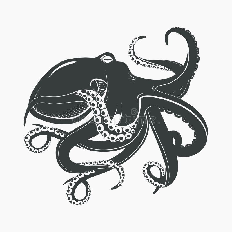 Ośmiornicy maskotki lub potwora tatuaż morza, ocean royalty ilustracja Ośmiornicy maskotki lub potwora tatuaż morza, ocean royalty ilustracja