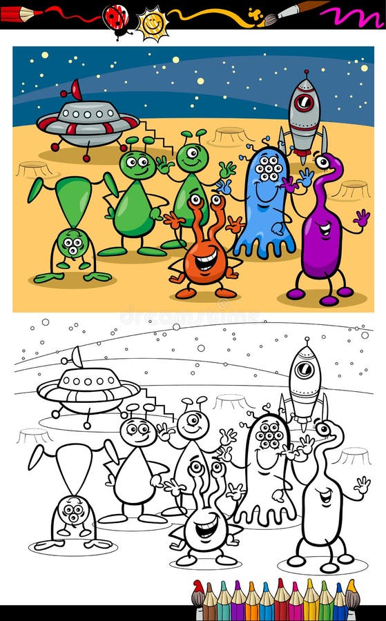 Composição De Desenho Animado Humano Alienígena Ilustração do Vetor - Ilustração de cosmonauta, estrangeiro: 227209798