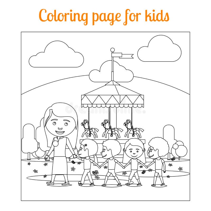 Criança No Projeto Do Livro Para Colorir Do Campo De Jogos Ilustração do  Vetor - Ilustração de infância, sorriso: 78657063