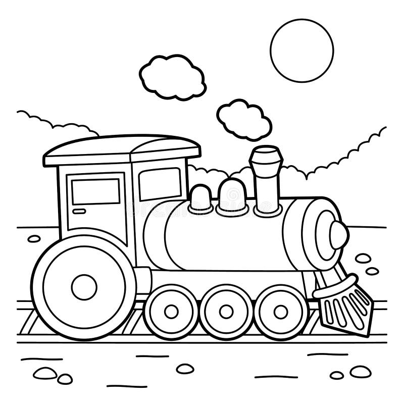 Página De Color De Locomotora De Vapor Stock de ilustración - Ilustración lindo, 207170120