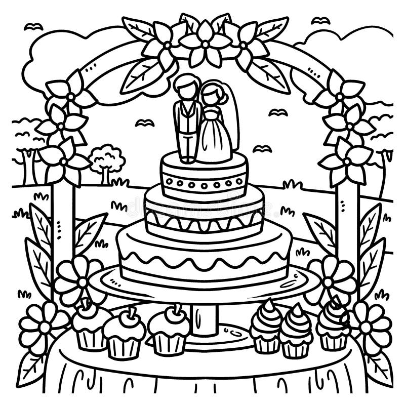 Desenho Colorido De Bolo De Casamento Ilustração do Vetor - Ilustração de  bolo, arte: 272712821