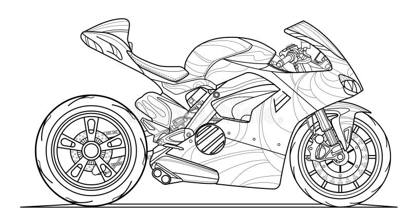 página para colorir isolada de corrida de moto para crianças