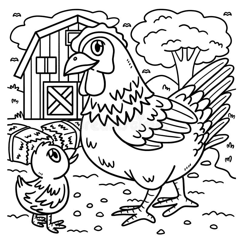 Frango Desenho Animado Animal Colorido Ilustração Galo Livro Arte