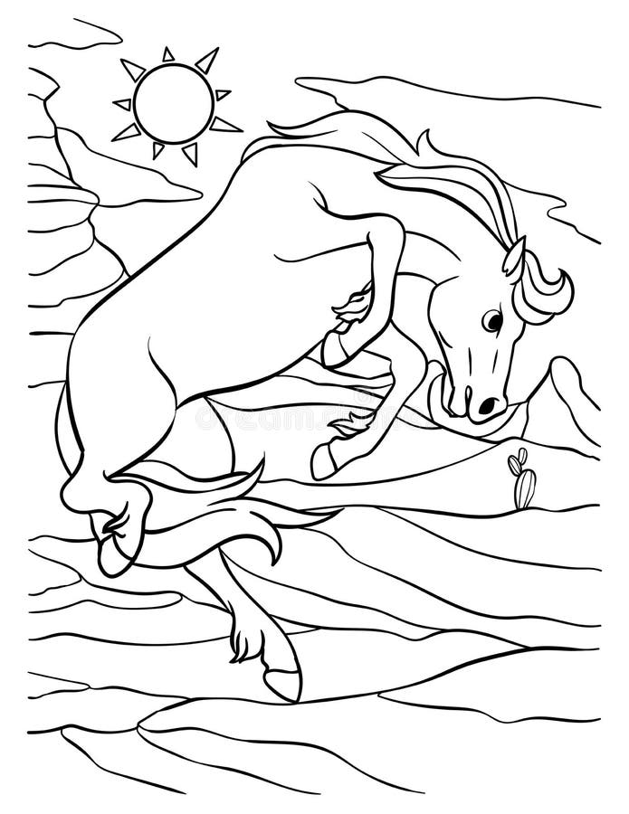 Desenhos para colorir de desenho de um cavalo selvagem para