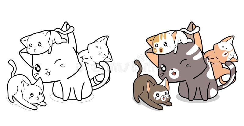 Página para colorir de gatos para crianças