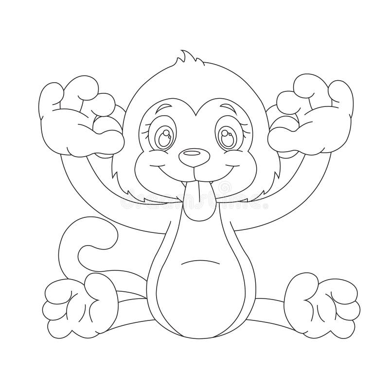 Página De Colorir De Macacos Fofinhos Para Crianças Desenho De Vetor De  Desenho De Livros Coloridos De Animais Ilustração do Vetor - Ilustração de  vetor, fofofo: 272101055