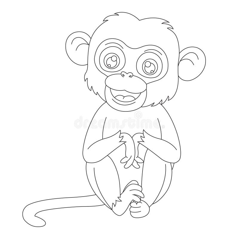 Bonito Pouco Macaco Colorir Página Para Crianças Animal Colorir Livro  vetor(es) de stock de ©softflora 647428026