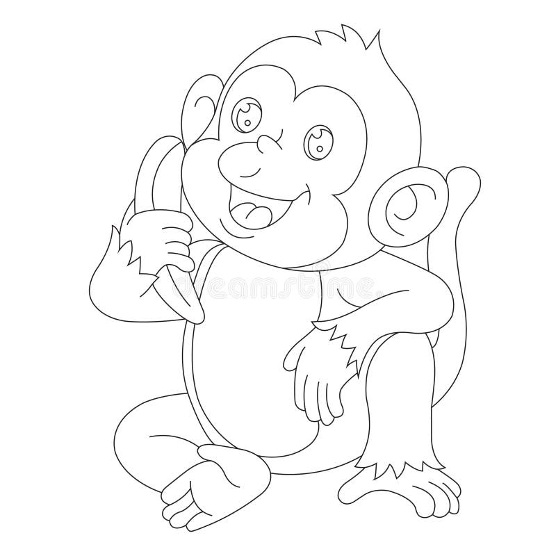 Bonito Pouco Macaco Colorir Página Para Crianças Animal Colorir Livro imagem  vetorial de softflora© 647428730