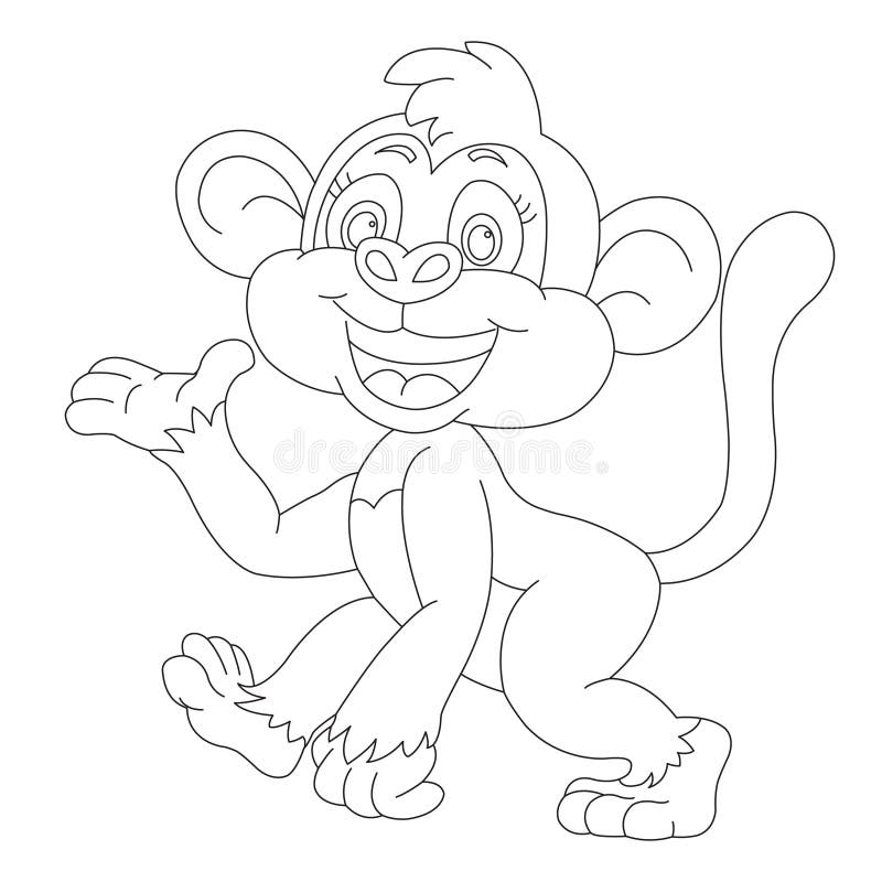 Página De Colorir De Macacos Fofinhos Para Crianças Desenho De