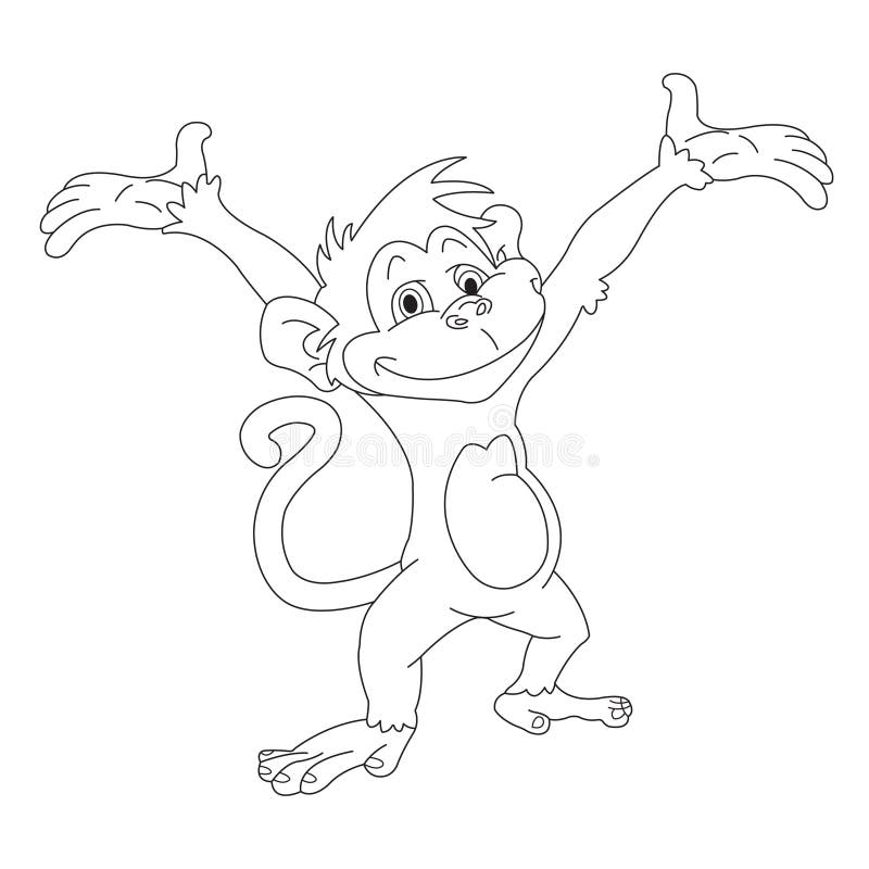 Página De Colorir De Macacos Fofinhos Para Crianças Desenho De Vetor De  Desenho De Livros Coloridos De Animais Ilustração do Vetor - Ilustração de  sorriso, branco: 272101790