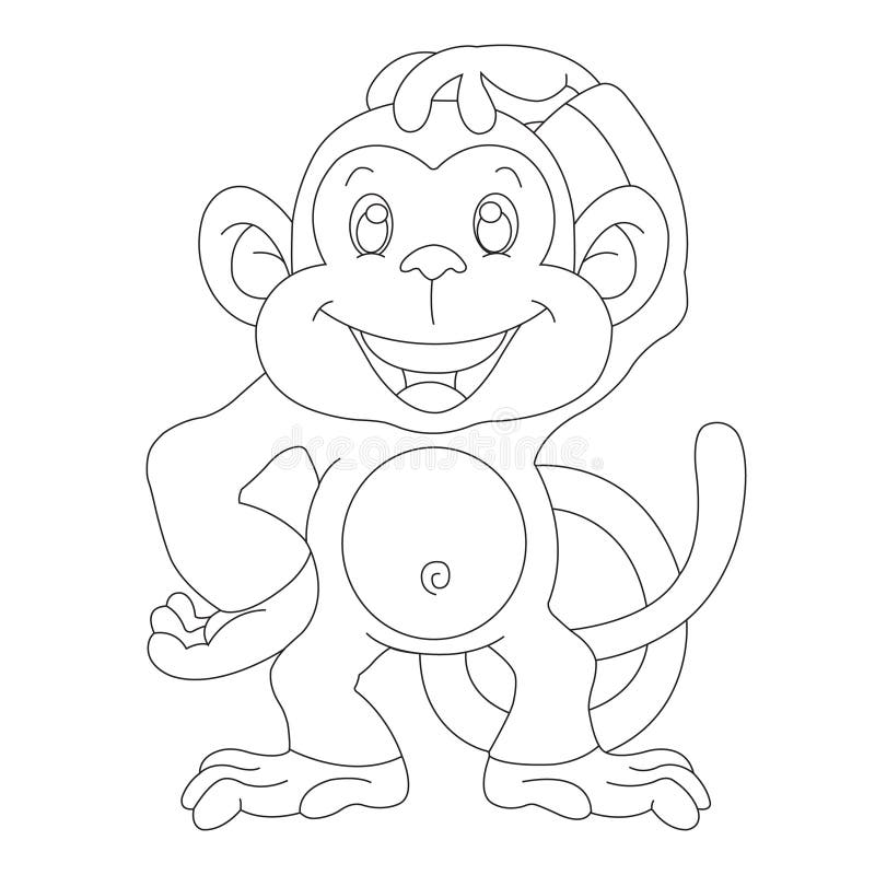 Página De Colorir De Macacos Fofinhos Para Crianças Desenho De Vetor De  Desenho De Livros Coloridos De Animais Ilustração do Vetor - Ilustração de  arte, desenho: 272100042