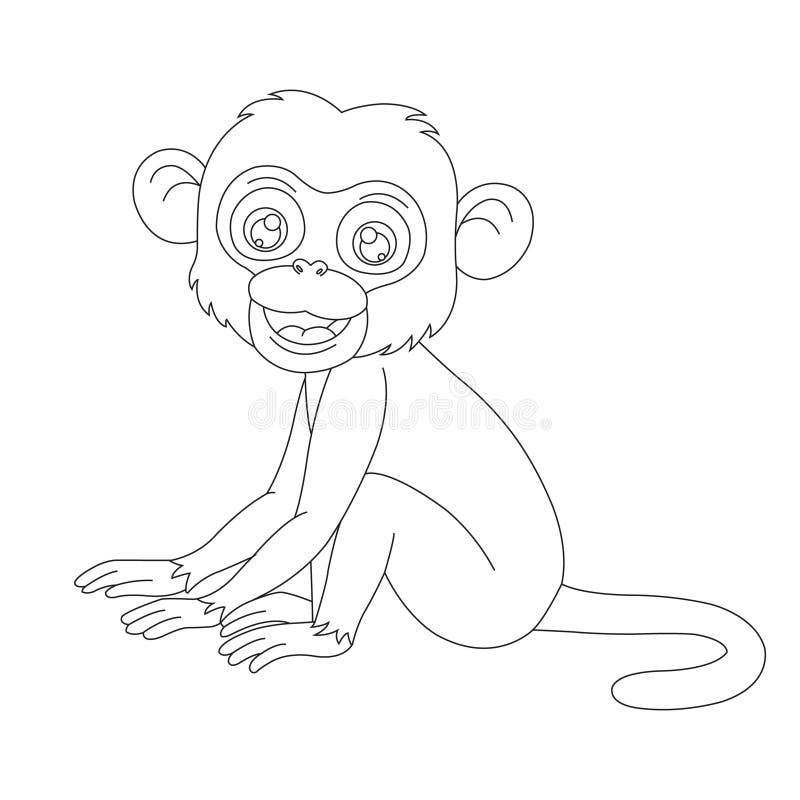 Página De Colorir De Macacos Fofinhos Para Crianças Desenho De Vetor De  Desenho De Livros Coloridos De Animais Ilustração do Vetor - Ilustração de  sorriso, branco: 272101790