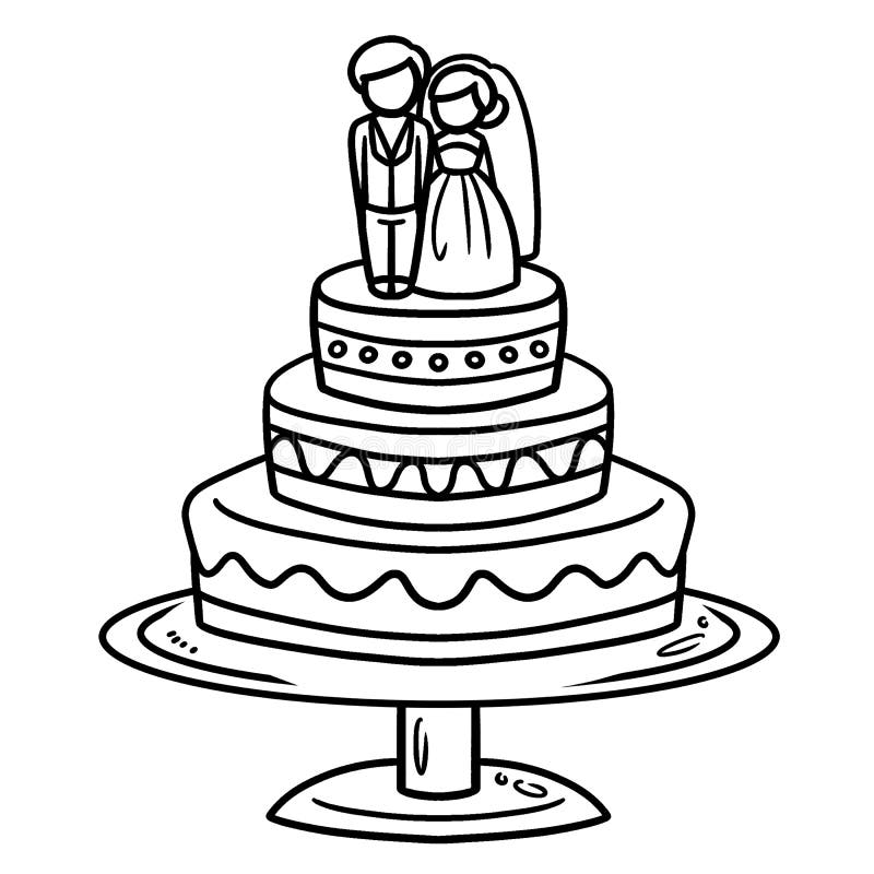 Casamento bolo desenho animado colori clipart ilustração 21516319 Vetor no  Vecteezy