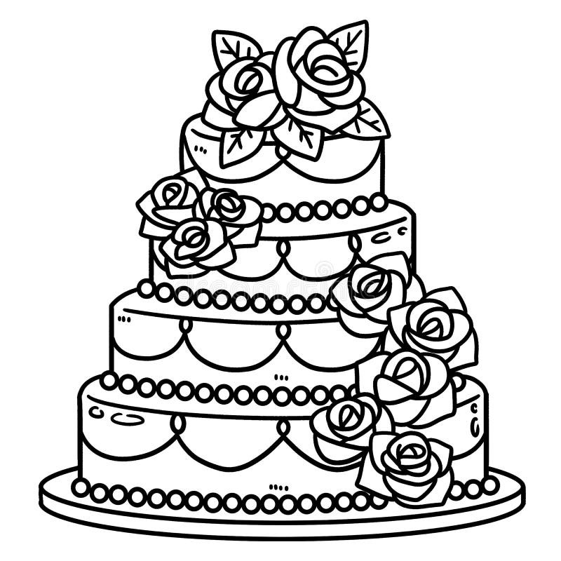 Desenho Colorido De Bolo De Casamento Ilustração do Vetor - Ilustração de  flor, alegria: 274658793