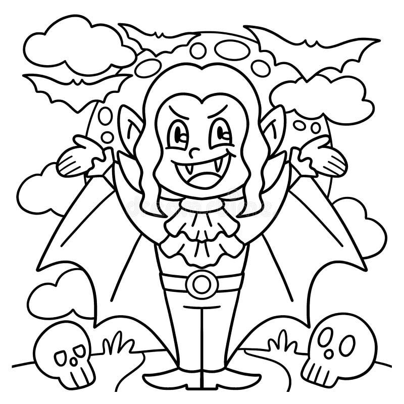 desenho de vampiro para colorir de halloween para crianças 7528258 Vetor no  Vecteezy