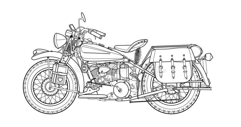 Página De Ilustração Do Vetor De Motociclo De Arte De Linha