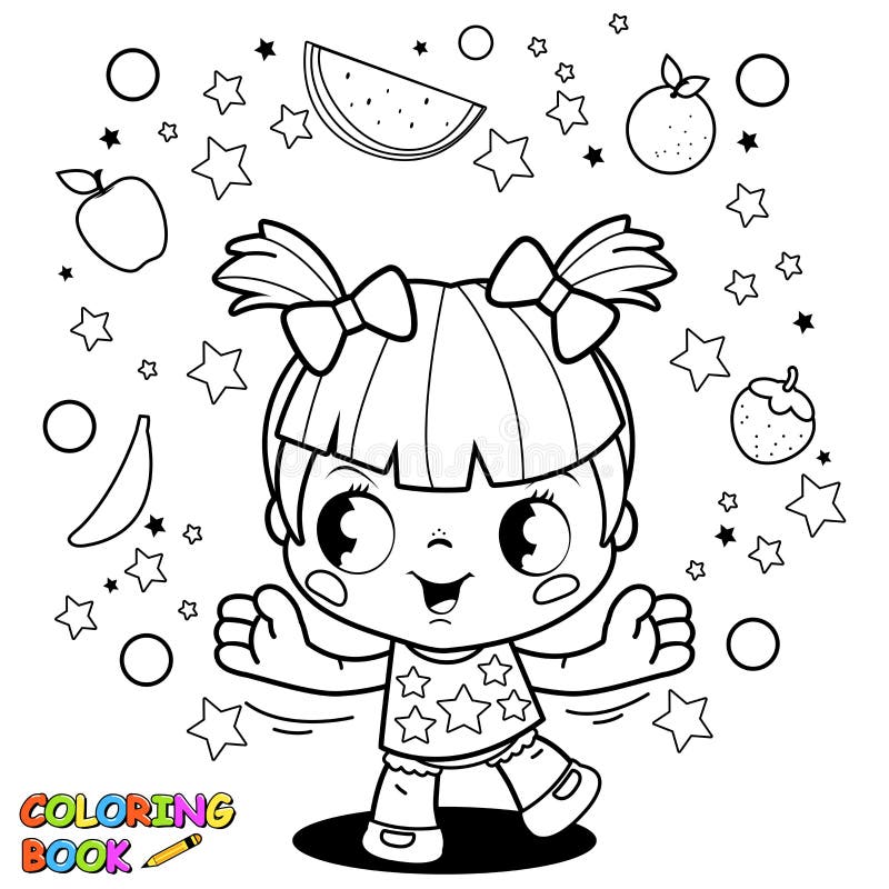 Bonita boneca kawaii manga desenho para colorir