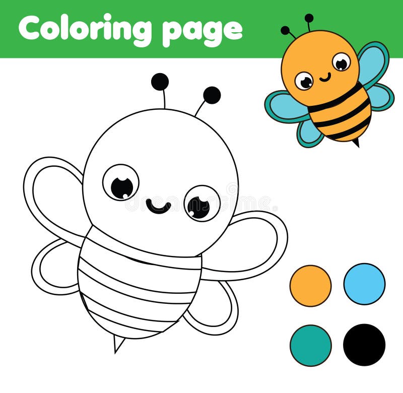 Página Para Colorear Con Abeja De Dibujos Animados. Dibujo De Niños  Actividad. Diversión Imprimible Para Niños Pequeños Y Niños Ilustración del  Vector - Ilustración de bebés, actividad: 208057723