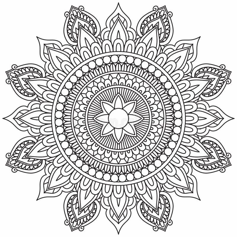 Página Simple Círculo Mandala Para Colorear Para Niños Adultos Ilustración  del Vector - Ilustración de decorativo, turco: 216040411