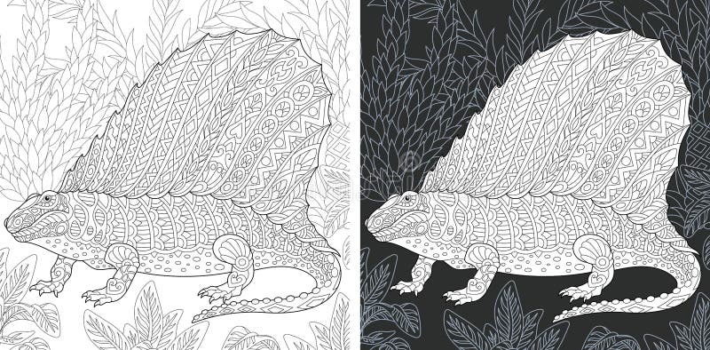 Conjunto de dinossauros dos desenhos animados para colorir. ilustração em  vetor preto e branco. jogo educativo infantil. estilo liso dos desenhos  animados.