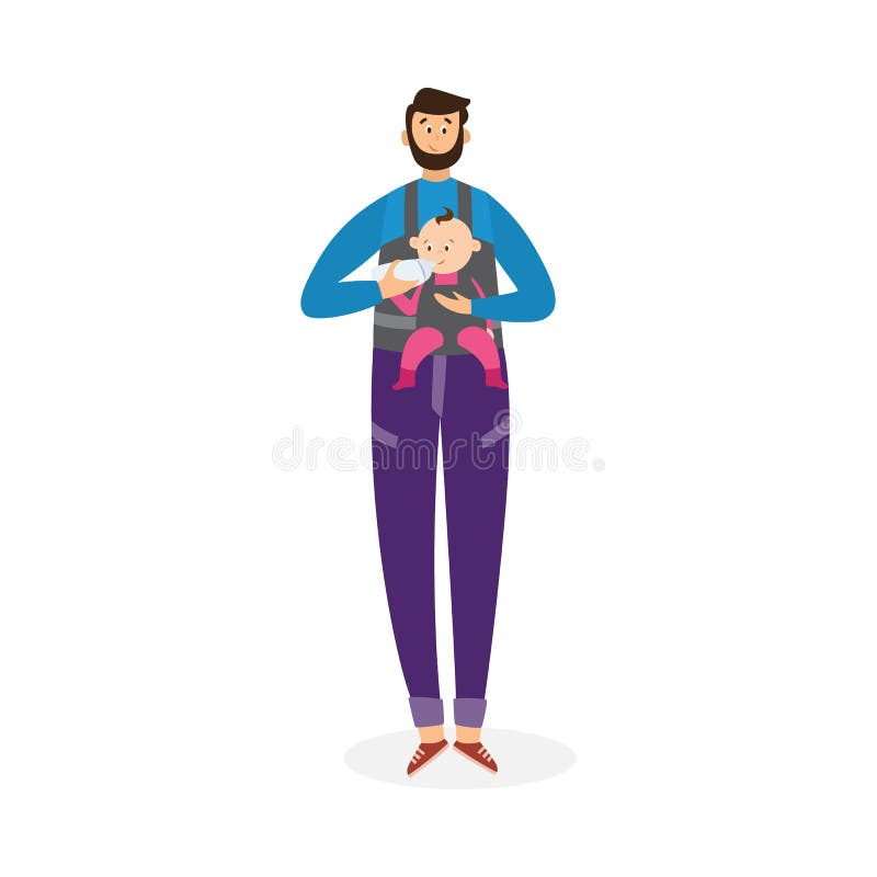 Pere Nourrit Son Bebe Qui Est Assis Dans Un Support Plat Vecteur Illustration Illustration De Vecteur Illustration Du Manger Papa