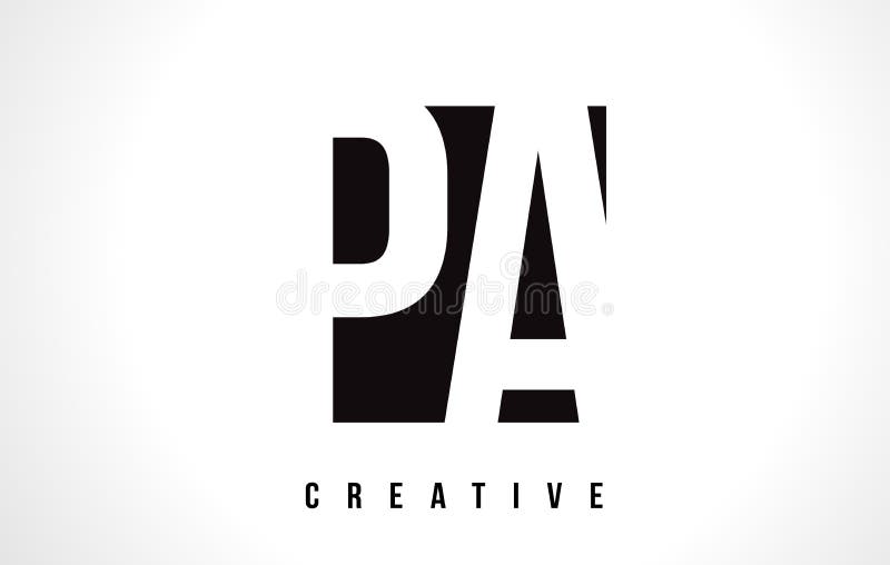 Pa p un design pentru sigla literei albe cu pătrat negru. vector illustration