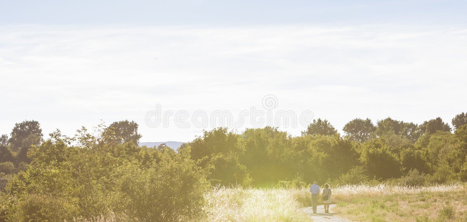 Paar macht einen Spaziergang in der Natur, die an einem glühenden sonnigen Tag umgibt lizenzfreie stockbilder Paar macht einen Spaziergang in der Natur, die an einem glühenden sonnigen Tag umgibt lizenzfreie stockbilder