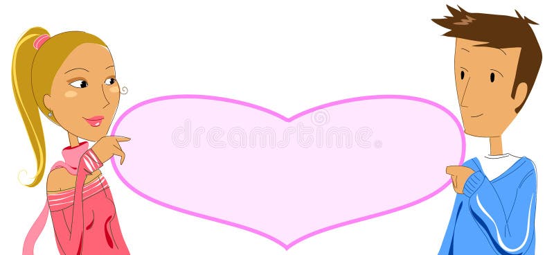 Paar met leeg hartetiket 2 - vectorial illustratie vector illustratie Paar met leeg hartetiket 2 - vectorial illustratie vector illustratie