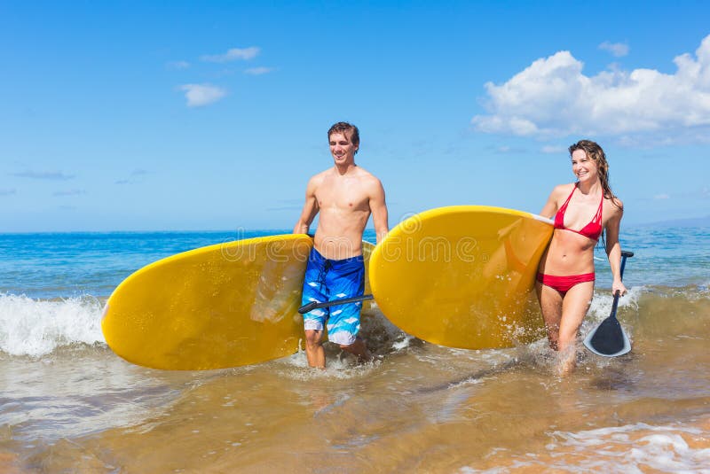 bungeejumpen dier Ambassadeur Paartribune Op Peddel Die in Hawaï Surfen Stock Afbeelding - Image of pret,  vakantie: 34106989