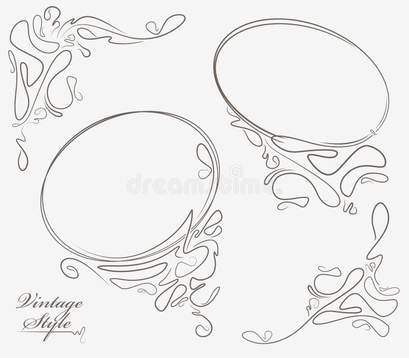 Paar ovaal overzichtskader en decoratieve hoekelementen royalty-vrije illustratie Paar ovaal overzichtskader en decoratieve hoekelementen royalty-vrije illustratie