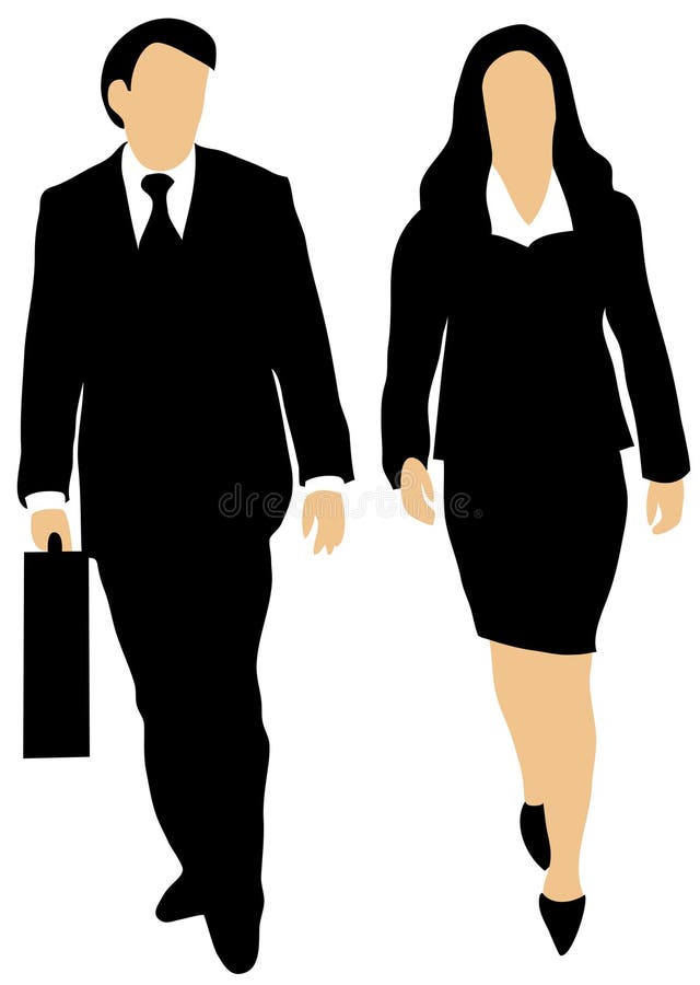 Paar van bedrijfsmensen die vooruit lopen stock illustratie Paar van bedrijfsmensen die vooruit lopen stock illustratie