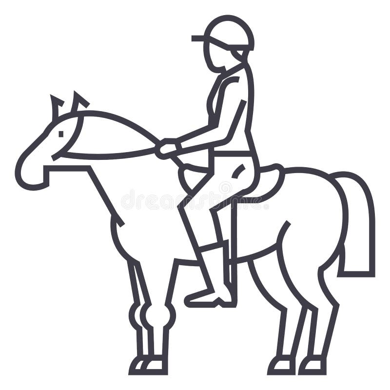 Paardenrennen, ruiter, ruiter, pictogram van de jockey het vectorlijn, teken, illustratie op achtergrond, editable slagen vector illustratie Paardenrennen, ruiter, ruiter, pictogram van de jockey het vectorlijn, teken, illustratie op achtergrond, editable slagen vector illustratie