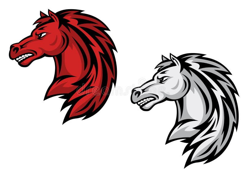 Horse mascots in cartoon style. Vector illustration. Horse mascots in cartoon style. Vector illustration