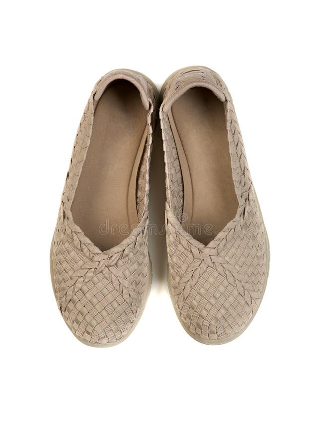 Paare beige Frauen ` s Schuhe Isolat auf Weiß lizenzfreie stockfotos Paare beige Frauen ` s Schuhe Isolat auf Weiß lizenzfreie stockfotos