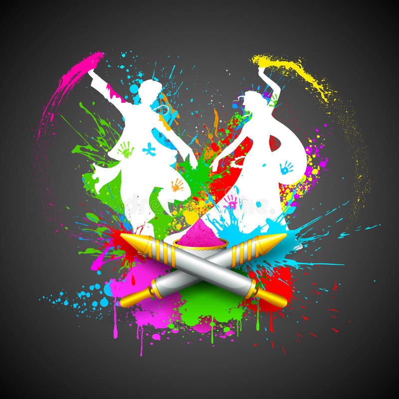 Paare, die Holi spielen vektor abbildung Paare, die Holi spielen vektor abbildung