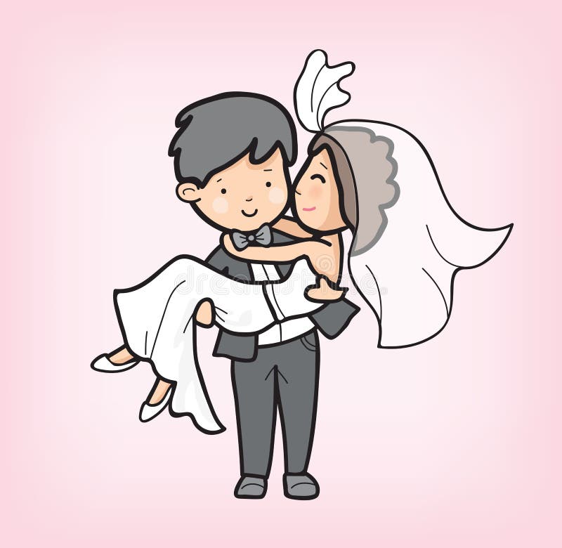 Paarkarikatur Im Hochzeitstag Stock Abbildung Illustration Von Hochzeit Paare 107222334