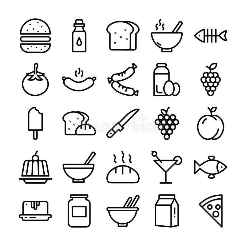 Pacchetto dell'alimento della linea icone royalty illustrazione gratis Pacchetto dell'alimento della linea icone royalty illustrazione gratis