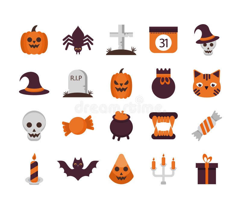 Pacchetto di 20 icone della raccolta set di halloween illustrazione di stock