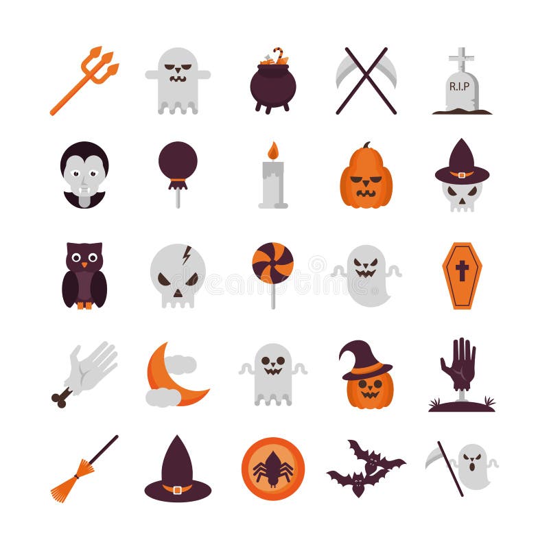 Pacchetto di 25 icone della serie di alloween illustrazione di stock