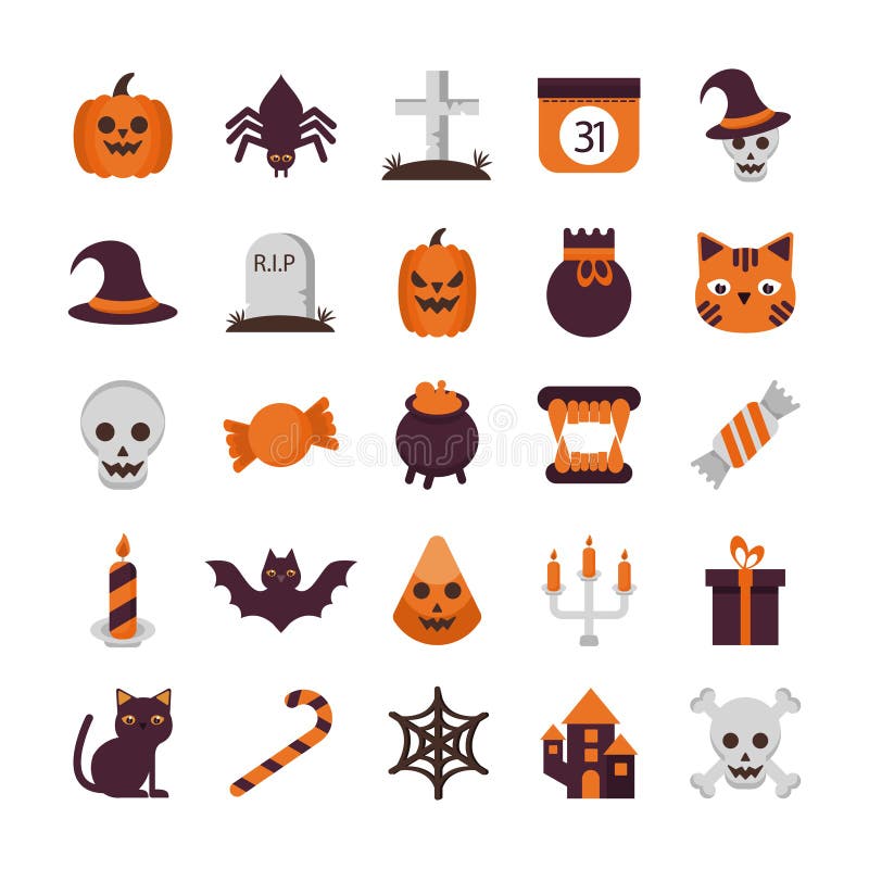 Pacchetto di 25 icone della serie di alloween illustrazione di stock