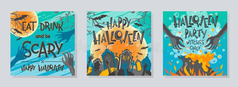 Pacchetto di poster di Halloween illustrazione di stock